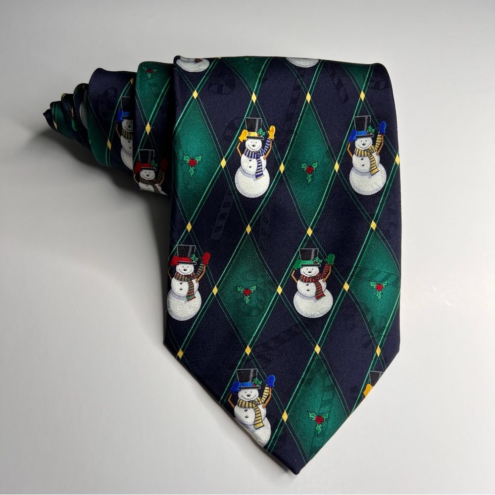 Yule Tie Greetings - Tie - Snowmen - candy cane